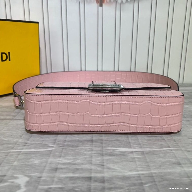 Cheap Fendi Tiffany Baguette Crocodile In Pink Medium Bag Leather 0710